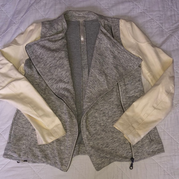 Truth and pride grey jacket with white leather sleeves - Picture 5 of 6